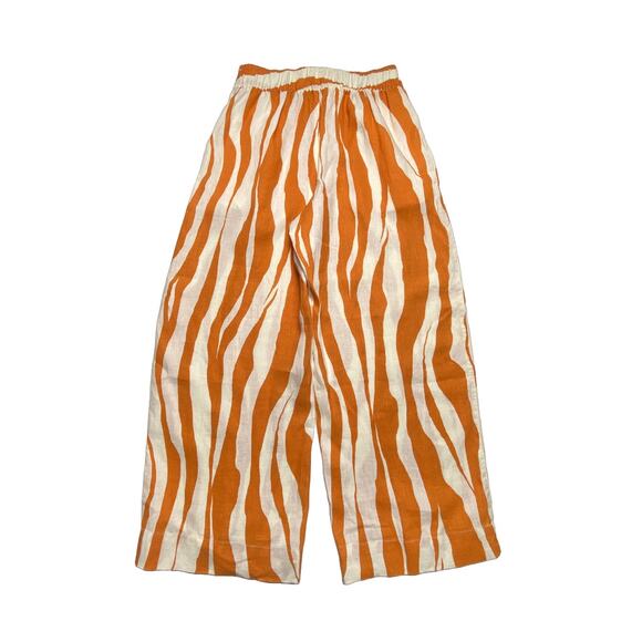 Rachel Zoe Zebra Stripe Linen Pant Set Orange White Top L Pants S India - Picture 5 of 16